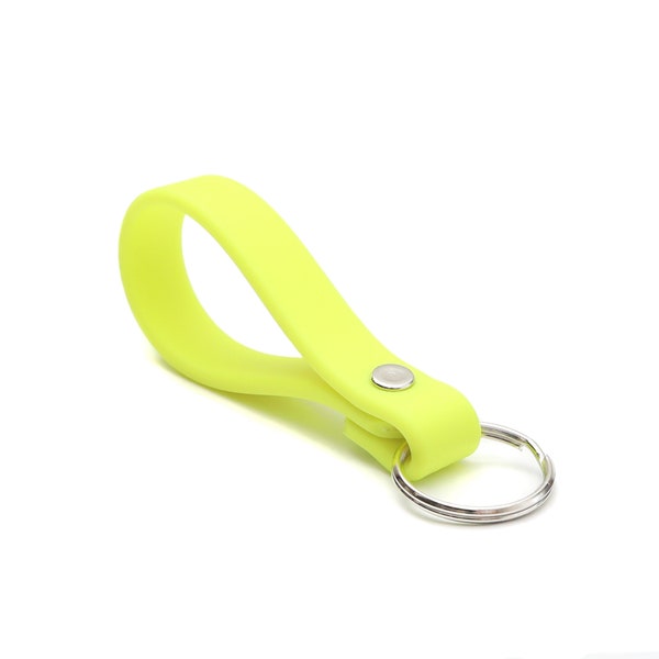 Neon Yellow Waterproof Key Fob | Handmade Biothane Keychain | Solid Brass or Stainless Steel Hardware | Durable Key Fob | Small Key Fob