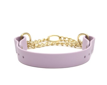 Pastel Purple Waterproof Chain Martingale Dog Collar: Handmade Biothane, Training Collar, Easy Clean