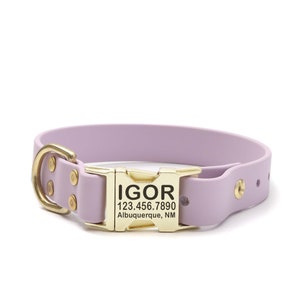 Personalized Waterproof Quick Release Collar in Pastel Purple | Stink Proof Collar | Biothane Dog Collar | Training Dog Collar