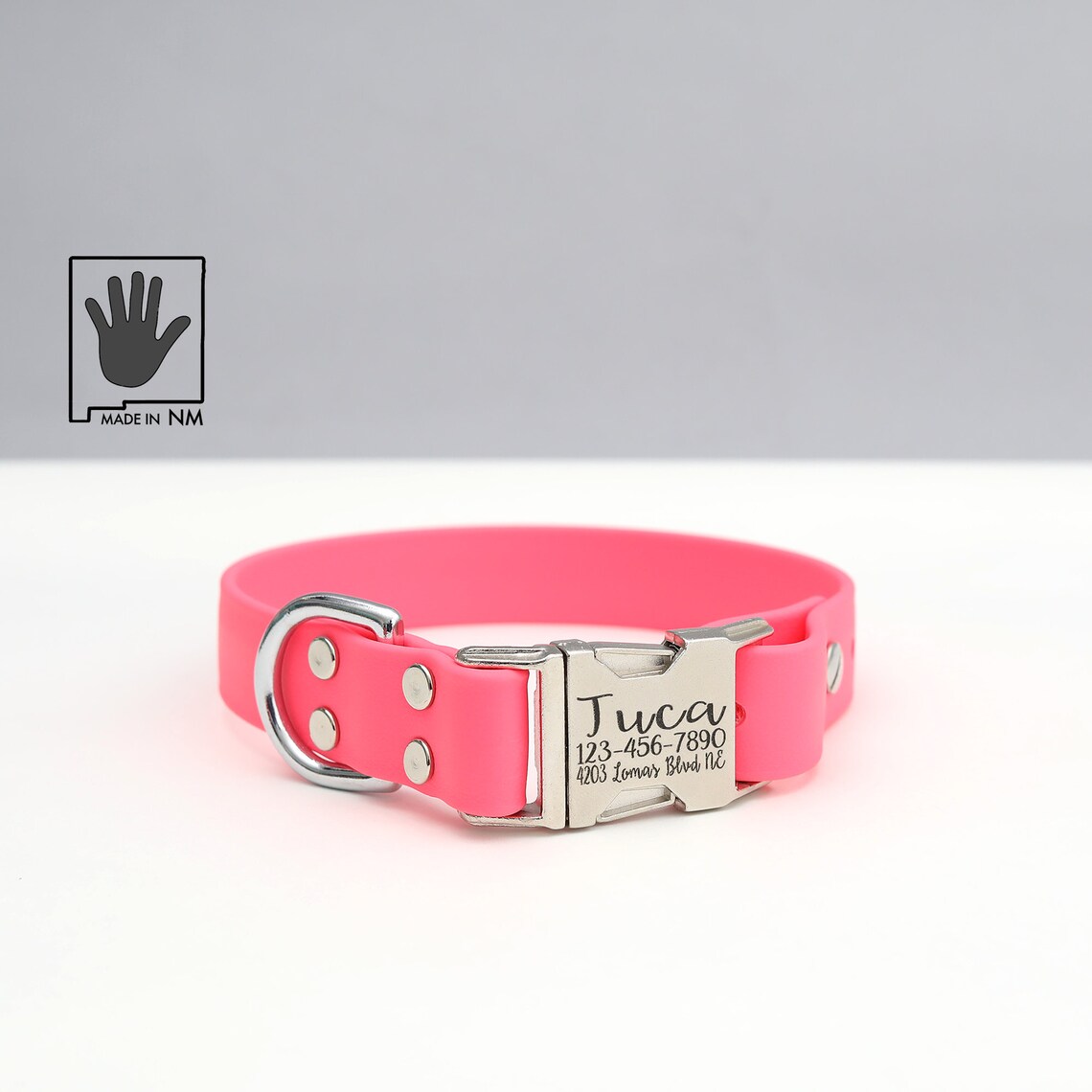Personalized Waterproof Quick Release Dog Collar in Neon Pink Etsy