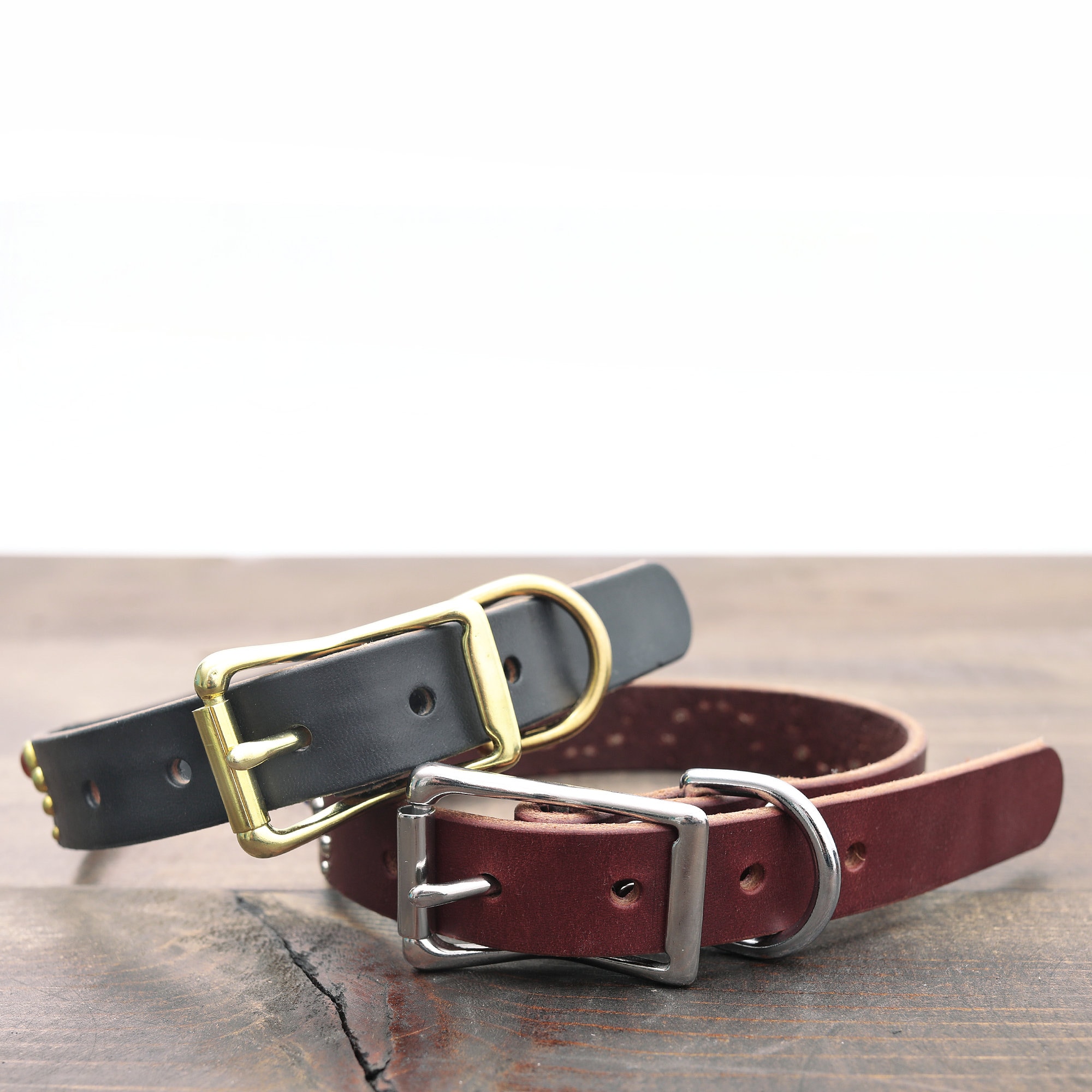 Studded Leather Dog Collar Full Grain Leather Dog Collar W Etsy