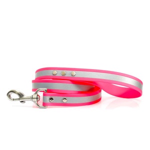 Pink Matte Reflective Waterproof Leash - Stink Proof Leash - Pink Training Leash - Pink Safety Dog Leash - Durable Dog Leash