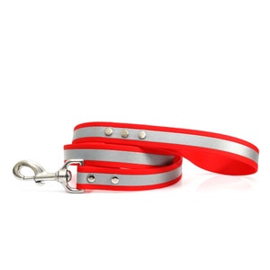 Red Matte Reflective Waterproof Leash - Stink Proof Leash - Training Dog Leash - Biothane Dog Leash - Custom Dog Leash - Reflective Leash