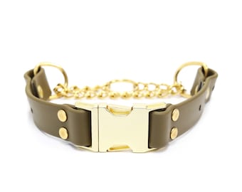Collare per cani con catena a sgancio rapido impermeabile Olive Martingale: collare da addestramento, facile da pulire