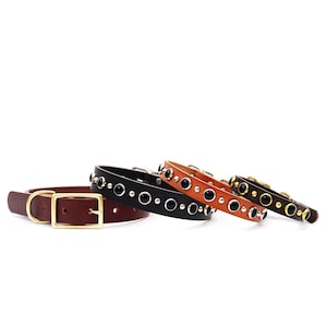 Schwarzes Nieten Hundehalsband - Johnny | Handgefertigtes Hundehalsband mit Nieten | Hundehalsband aus echtem Leder | Große Hundehalsband