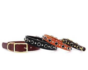 Black Studded Leather Dog Collar - Johnny | Handmade Studded Dog Collar | Full Grain Leather Dog Collar | Big Dog Collar