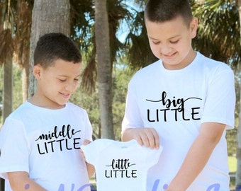 Little little Onesie®, middle little shirt, Big little shirt, Sibling shirts and Onesie®, Baby Announcement Onesie®