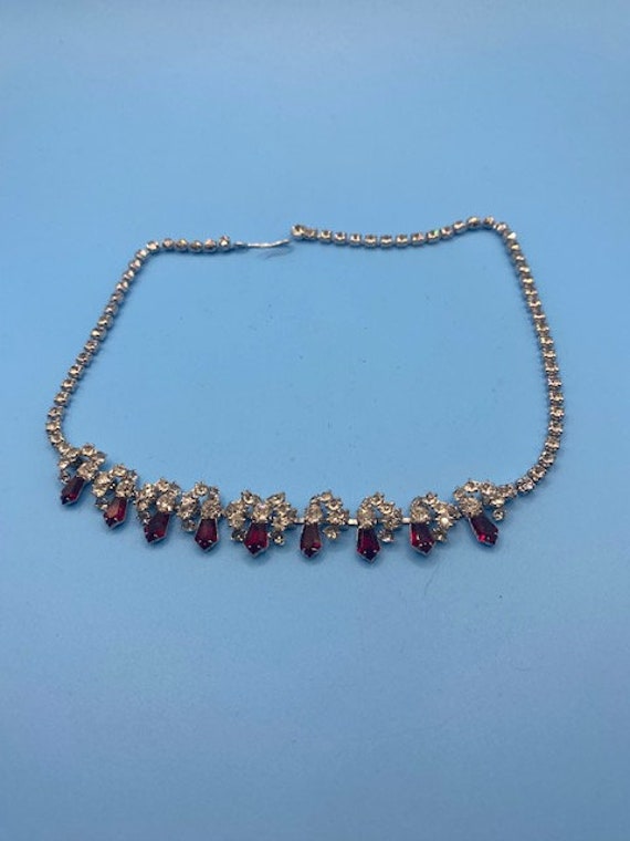 Vintage Red/White Rhinestone Necklace