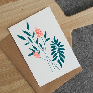 Grußkarte / Wildblumen / Riso Art Print / neon