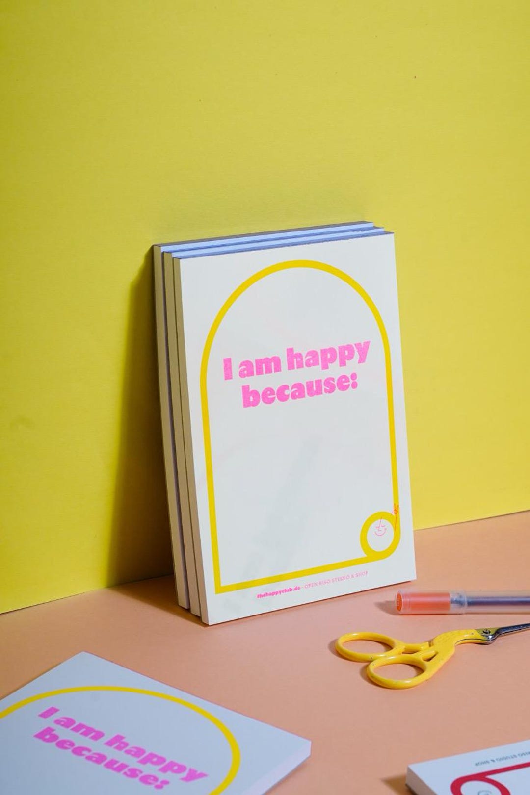 HAPPY Notepad - Neon Pink/yellow - Etsy