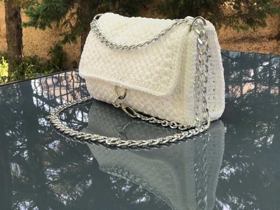 Angel white crochet bag | Etsy