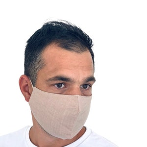 FACE MASK Reusable and Washable , unisex cotton fabric face mask ,  cloth cream BEIGE Face Mask , Face Mask for men and women
