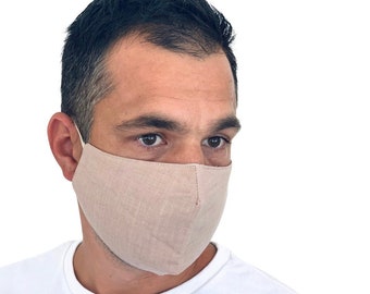FACE MASK Reusable and Washable , unisex cotton fabric face mask ,  cloth cream BEIGE Face Mask , Face Mask for men and women
