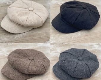 Newsboy hat  , Tan flat cap , Navy Black Gray Taupe Brown Wine Applejack woolen cap , Boys Ring Bearer gift , Groomsmen Wedding outfit