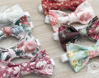 Floral Bow Tie, Ring Bearer and Groomsman Gift, Rustic Wedding, All Sizes Baby to Adult