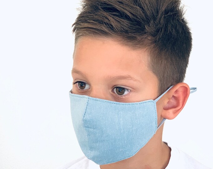 KIDS Face MASK Reusable and Washable  / children school cotton fabric face mask  / Cloth BLUE Mask / Face Mask for babies