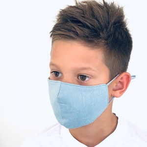 KIDS Face MASK Reusable and Washable  / children school cotton fabric face mask  / Cloth BLUE Mask / Face Mask for babies
