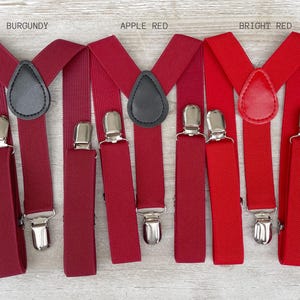 Red Suspenders, Wine Cabernet Braces, Groomsmen Gift, Burgundy Ring Bearer Outfit, Boho Rustic Wedding , Formal Wedding Party,