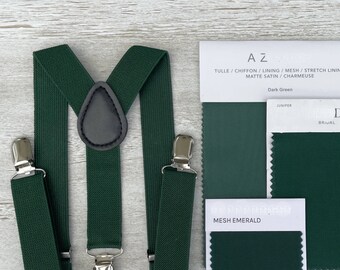 Dark Green Suspenders , Groomsmen Juniper Suspenders , Men's emerald suspenders , Boy's Ring bearer Newborn Baby Suspenders