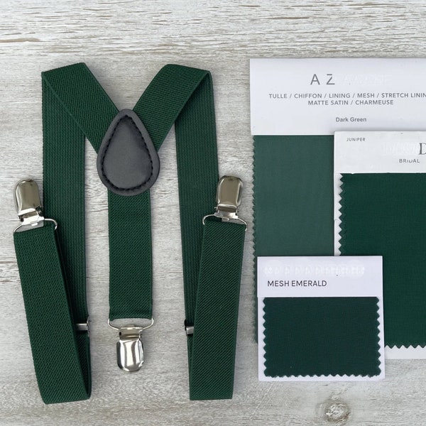 Dark Green Suspenders , Groomsmen Juniper Suspenders , Men's emerald suspenders , Boy's Ring bearer Newborn Baby Suspenders