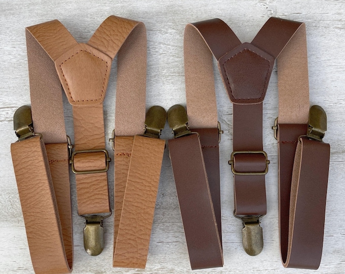 Leather Suspenders, Rustic Wedding Suspenders, Groomsman Proposal, Ring Bearer Outfit, Best Man Gift, Vegan Formal Suspenders