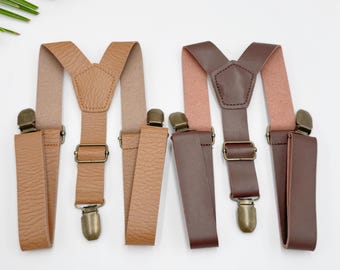 Leather Suspenders for Baby to Adult - Groomsman Proposal, Ring Bearer Outfit, Best Man Gift, Toddler Suspenders, Rustic Wedding