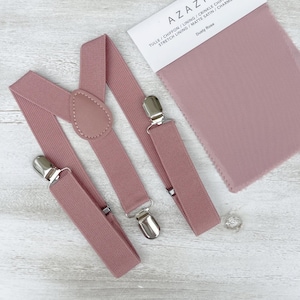 Dusty Rose Suspenders, Mauve Pink Braces, Groomsmen Gift, Ring Bearer Outfit, Boho Rustic Wedding , Formal Wedding Party,