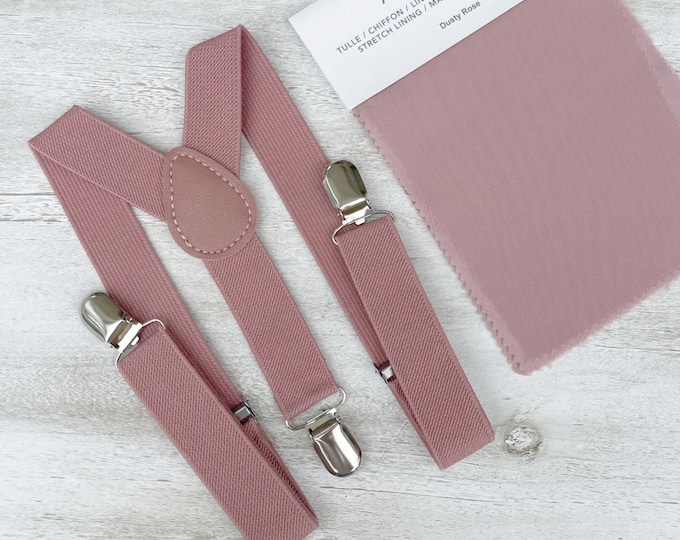 Dusty Rose Suspenders, Mauve Pink Braces, Groomsmen Gift, Ring Bearer Outfit, Boho Rustic Wedding , Formal Wedding Party,