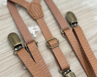 Leather Suspenders, Skinny Braces, Rustic Wedding Suspenders, Proposal Gift, Best Man Gift, Vegan Formal Suspenders