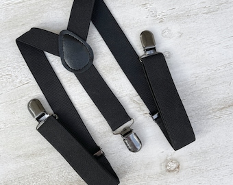 Black Suspenders, Groomsmen Gift, Ring Bearer Braces, Boho Rustic Wedding, Formal Wedding Party, Ring Bearer Outfit