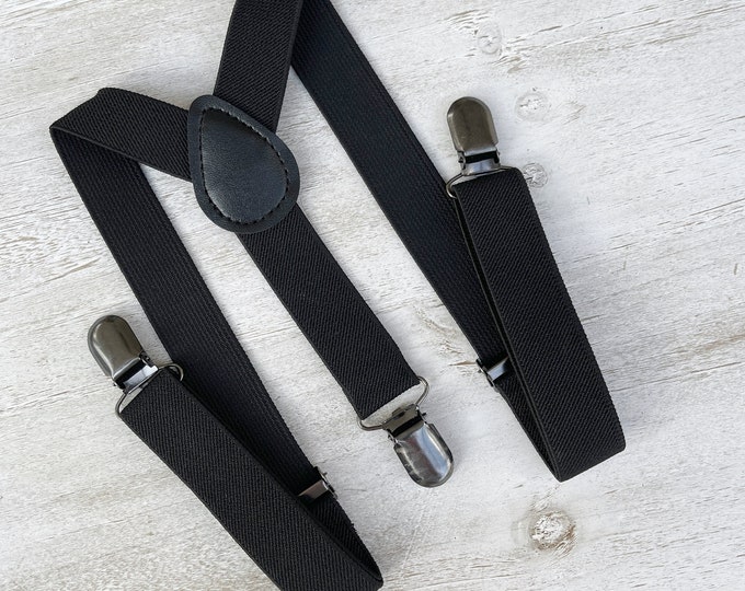 Black Suspenders, Groomsmen Gift, Ring Bearer Braces, Boho Rustic Wedding, Formal Wedding Party, Ring Bearer Outfit