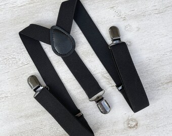 Wedding Black SUSPENDERS , Groomsmen Suspenders , Men's Formal suspenders , Boy's Ring bearer Gift , Newborn Baby Toddler Suspenders