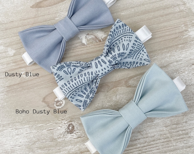 Dusty Blue Bow tie, Wedding Bowtie, Ring Bearer outfit, Boho Wedding, Groomsman Gift, Rustic Wedding Outfit