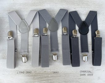 Gray Suspenders, Groomsmen Gift, Ring Bearer Braces, Boho Rustic Wedding, Formal Wedding Party, Ring Bearer Outfit