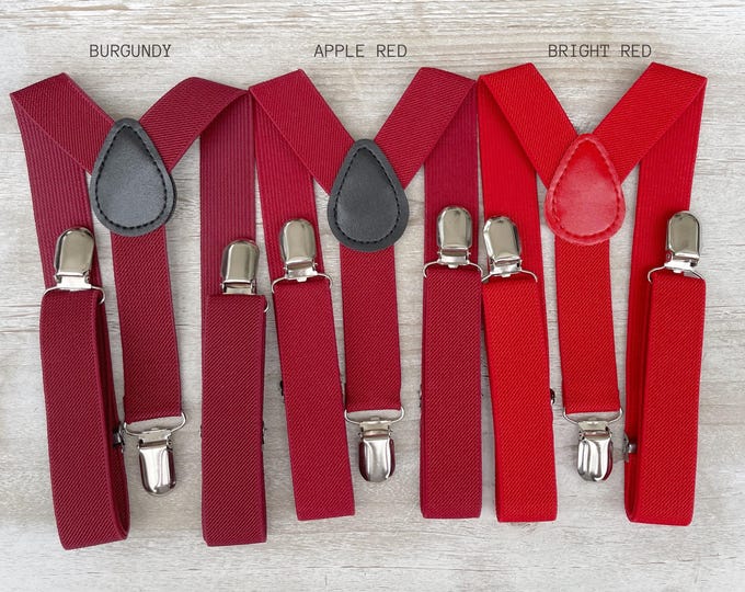 Red Suspenders, Wine Cabernet Braces, Groomsmen Gift, Burgundy Ring Bearer Outfit, Boho Rustic Wedding , Formal Wedding Party,