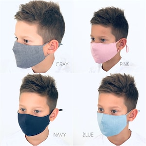 KIDS Face MASK Reusable and Washable  / children school cotton fabric face mask  / CLOTH Gray Pink Navy Blue Mask / Face Mask for babies