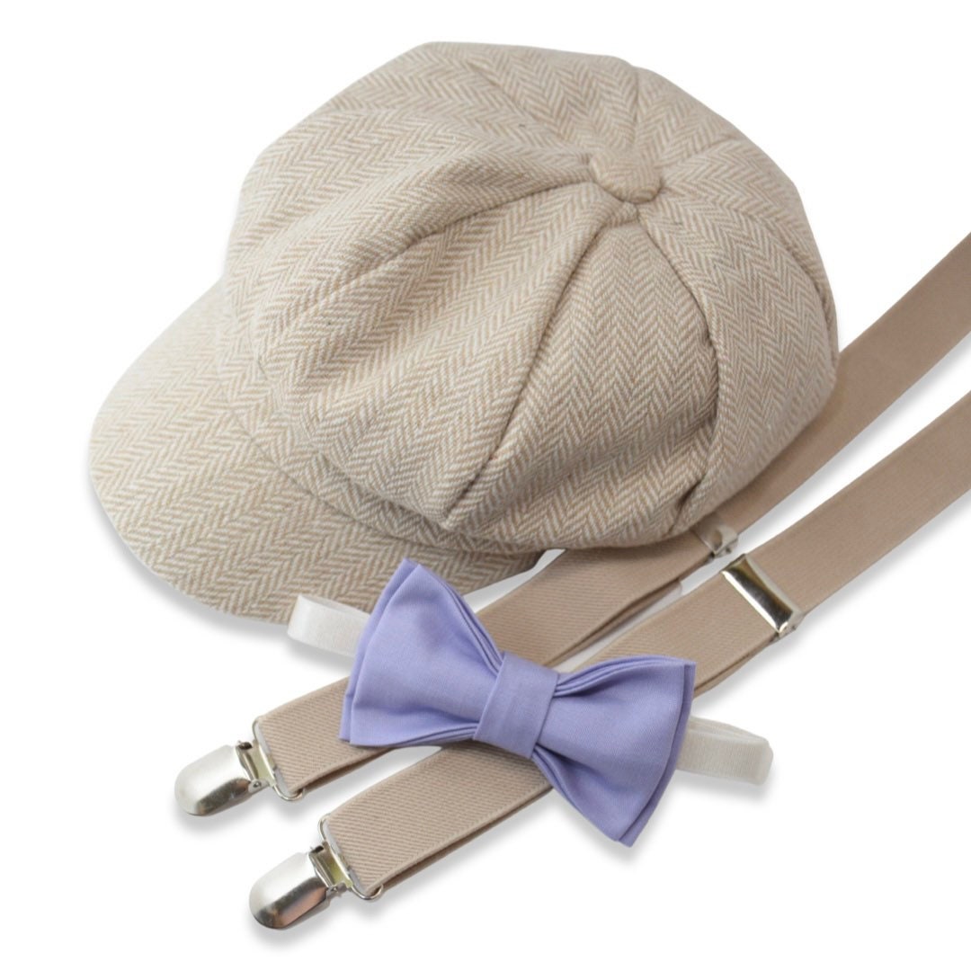Kids LIGHT Tan Newsboy Cap Hat 