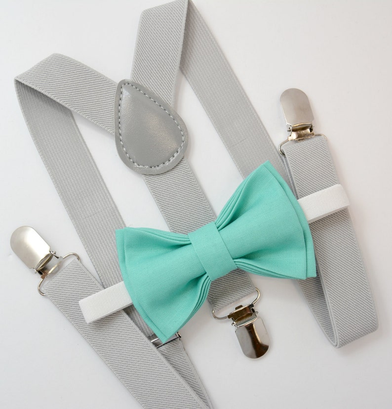 Bow Tie & Suspenders SET / Dark Mint Turquoise Bow Tie / Light | Etsy