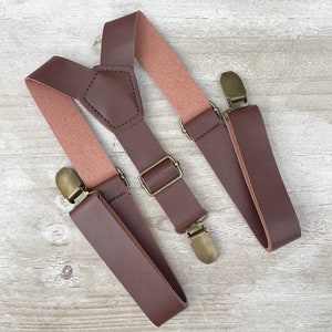 Leather Suspenders, Vegan Braces, Vintage Groomsmen Gift, Boho Rustic Ring Bearer Outfit, Formal Wedding Party