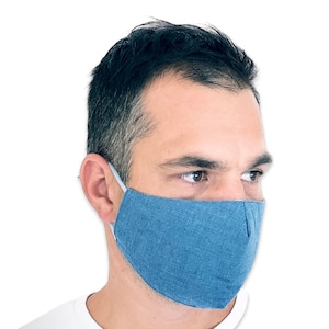 FACE MASK Reusable and Washable  / unisex cotton fabric face mask  / cloth STEEL Blue Face Mask / Face Mask for men and women