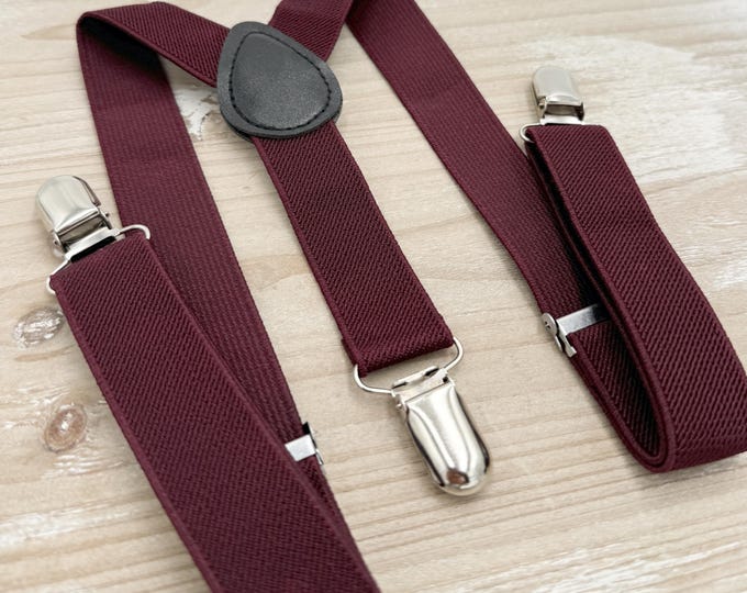 Cabernet Suspenders, Wine Braces, Groomsman Gift, Ring Bearer Wedding Outfit, All Sizes Men and Boys