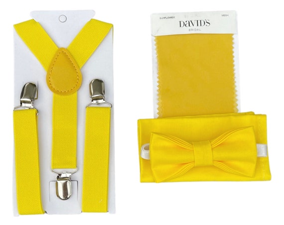 Yellow Bow Tie & Yellow Suspenders Pocket Square Kids - Etsy Ireland