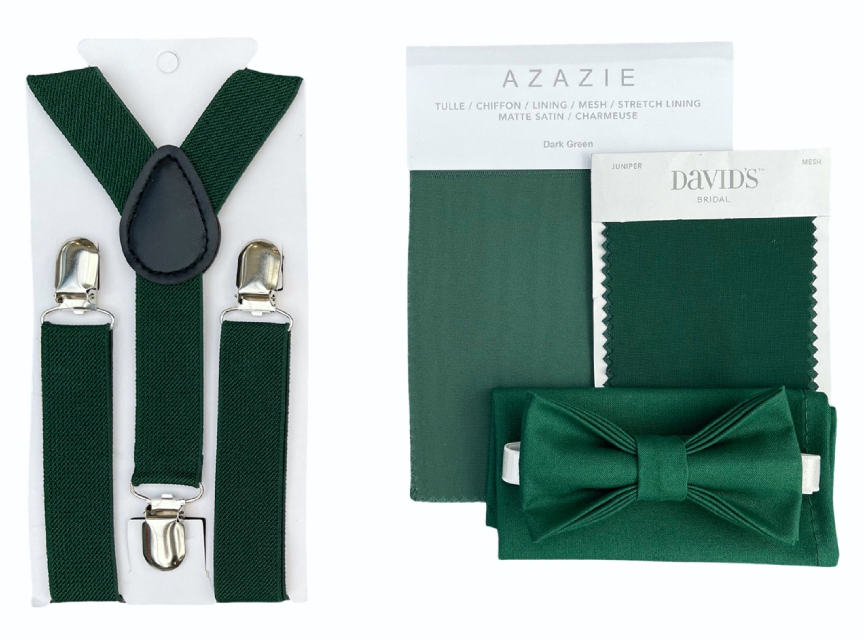 Dark Green Juniper Bow Tie & Suspenders Pocket Square ...