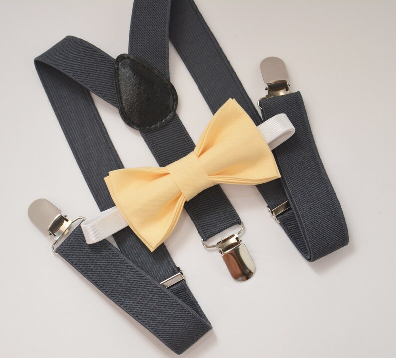 Bow Tie & Suspenders SET / CANARY Yellow Bow Tie / Charcoal Etsy