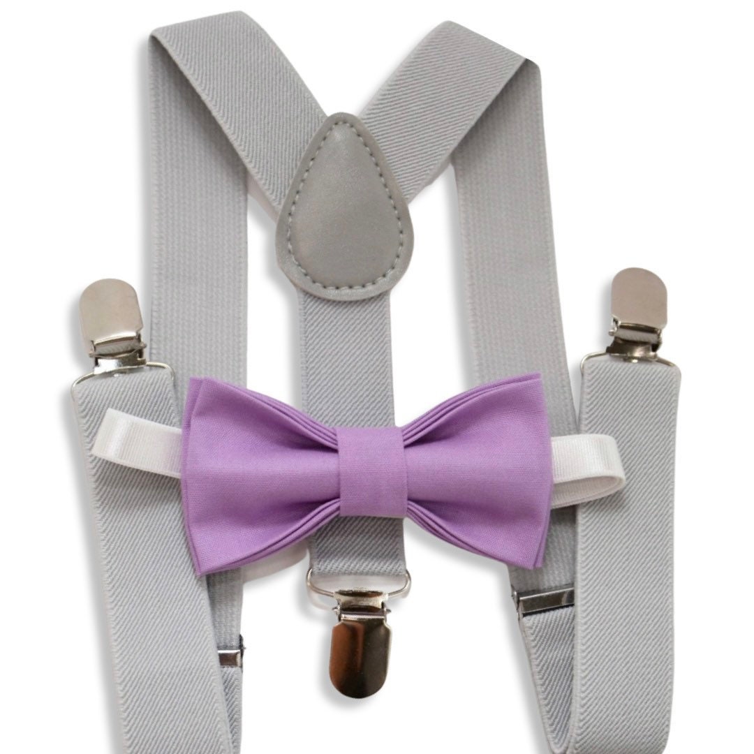 Kids Boys Mens Light Gray Suspenders & Light Pink Bow tie Infant ADULT SET Kids Boys Mens Light Gray Suspenders & Light Pink Bow tie Infant ADULT SET