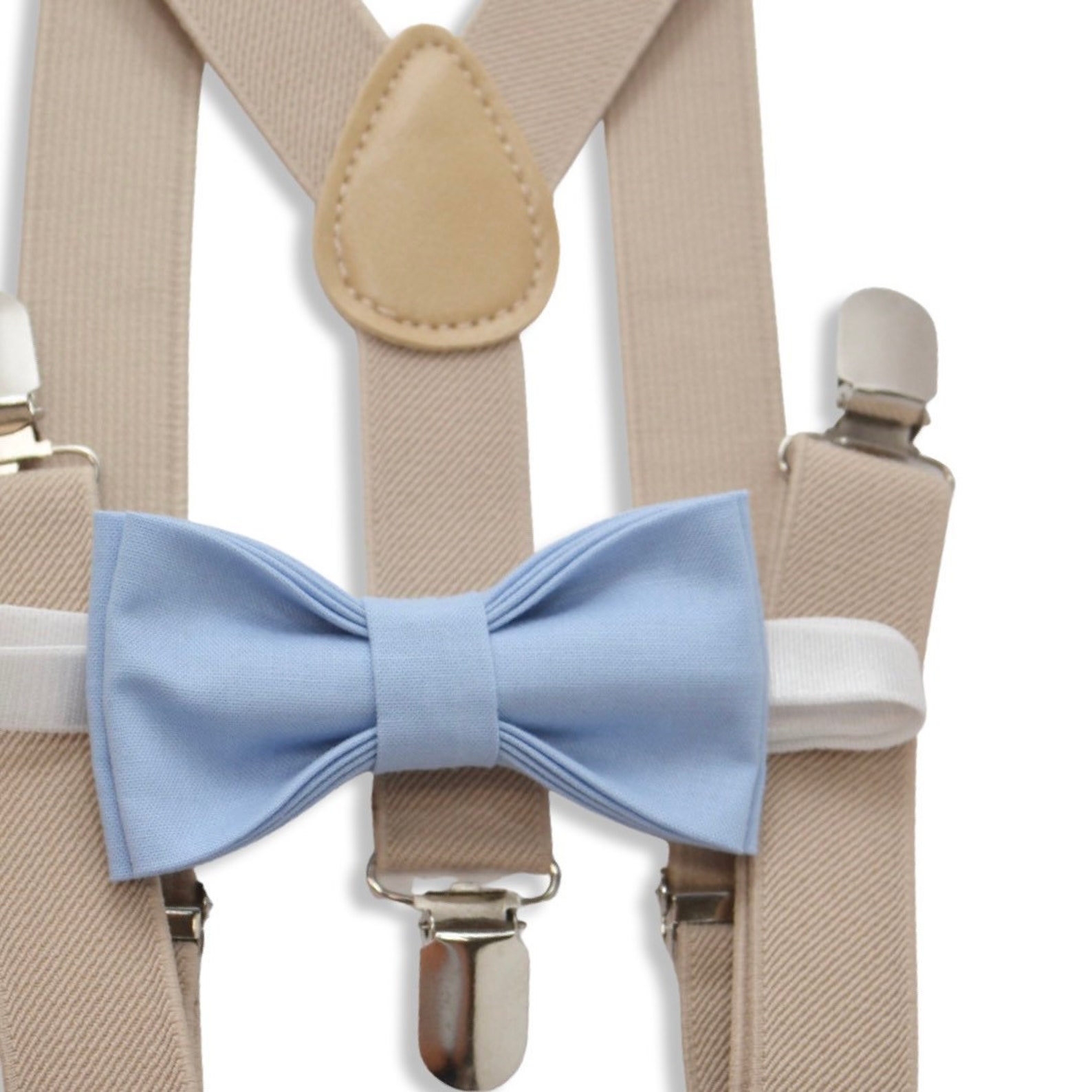 Bow Tie & Suspenders SET / ICE Blue Bow Tie / Tan Khaki Etsy