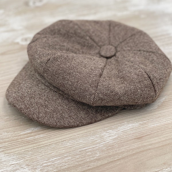 Taupe Brown Newsboy cap , Ivy hat , Boy's & Men's Flat hat ,  Applejack cap , Groomsmen outfit  , Wedding Ring bearer gift , Vintage outfit