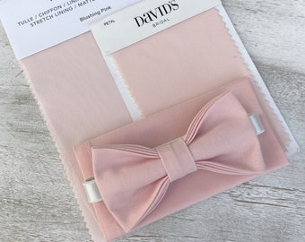 Men's Blush Petal Pink Bow Tie & Matching pocket square , Wedding cotton handkerchief , Groomsmen Best Man outfit , Boy's Ring bearer set