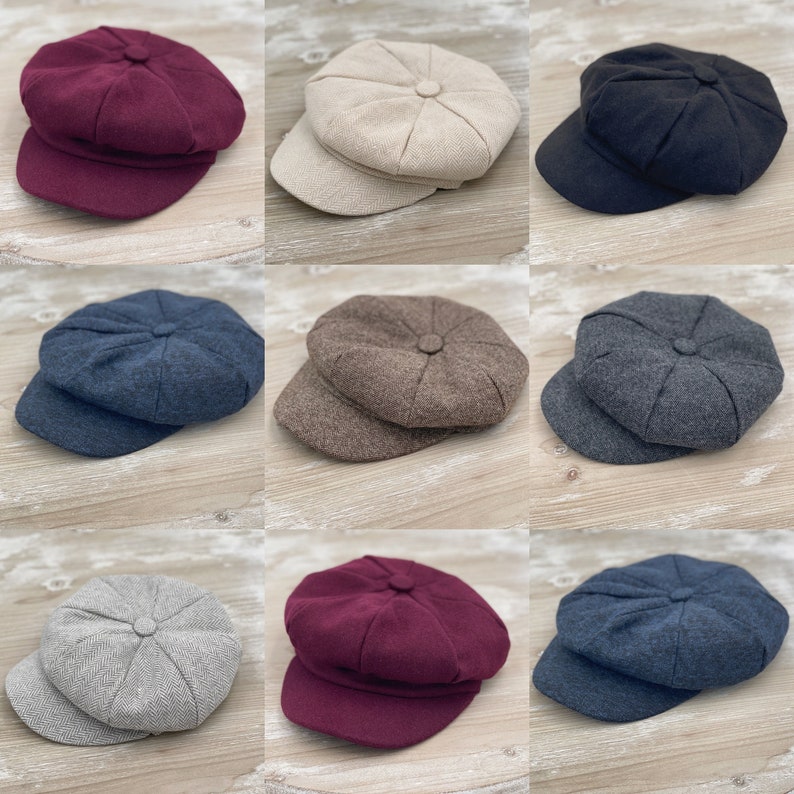Newsboy cap , Applejack hat , Flat Hat , Groomsmen Taupe Brown hat , Tan hat , Black hat , Gray cap , Navy cap , Boy's gift , Men's outfit image 1