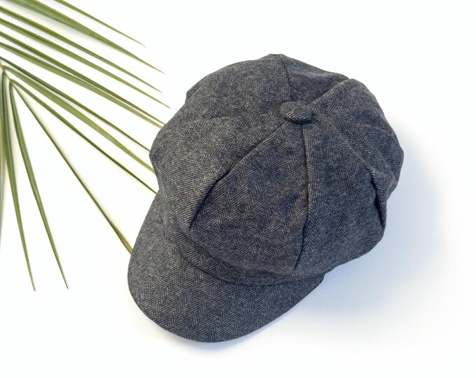 Gray Newsboy Cap, Rustic Gatsby Hat, Ivy Flat Cap, All Sizes Baby to Adult, Ring Bearer Outfit, Wedding Photo Prop, Groomsmen Gift